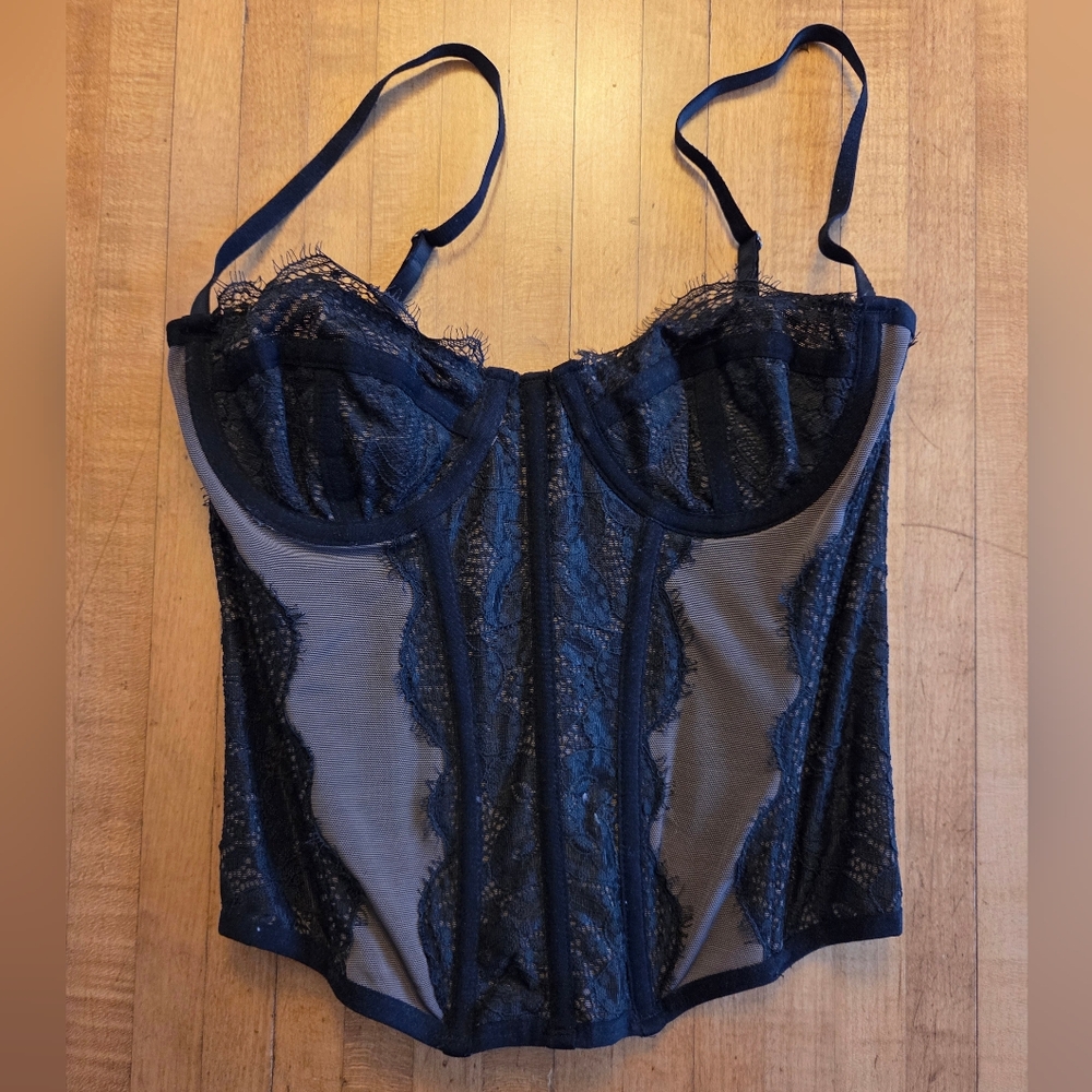 Out From Under Black Lace Corset Size S